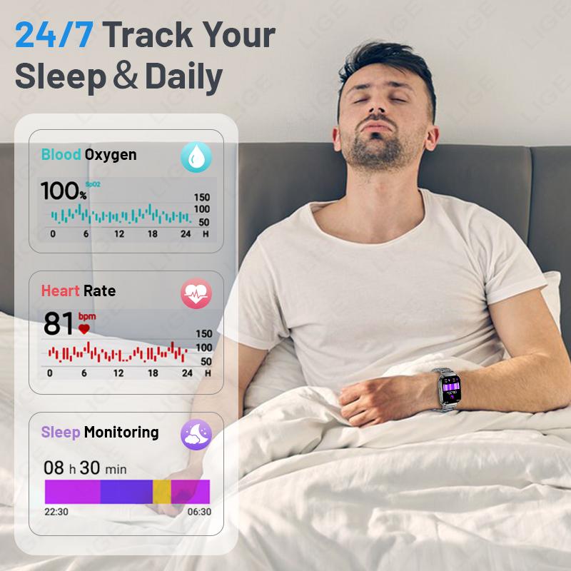 NEW Smartwatch 1000mAh Men Large Capacity Battery 1.83" HD Display Make Answer Call Voice Assistant Outdoor Sports Watches