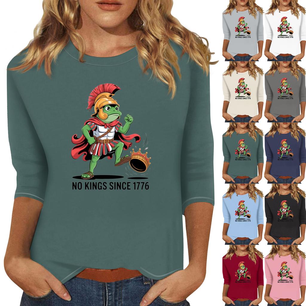 Women's Fashionable Casual Three-quarter Sleeve Round Neck Top