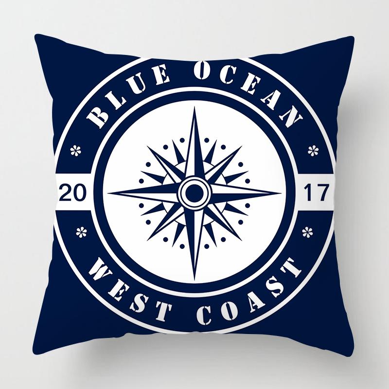

Скандинавский темно-синий морской сериал с принтом, чехол для подушки, украшение для дома, гостиной, дивана, квадратная подушка, наволочка 40X40CM