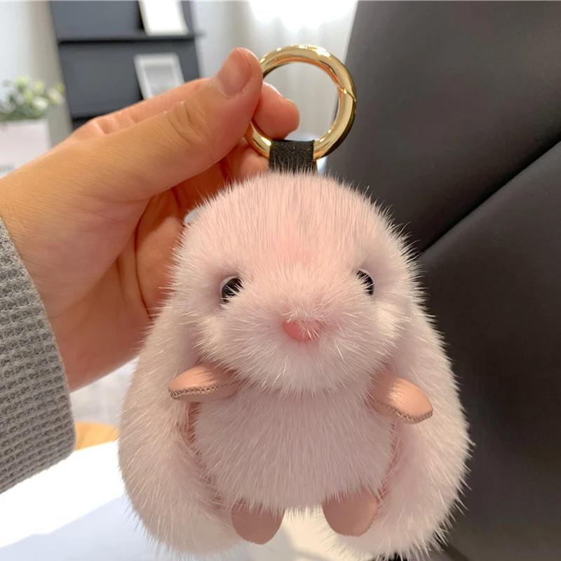 15cm Fluffy Rabbit Fur Pompon Bunny Soft Cute Rabbit Toy Bag Decoration Accessories Gift for Girls Gift Bag Charm