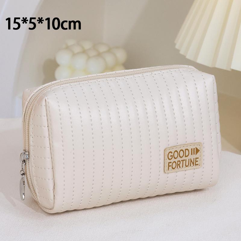 

Large Travel Cosmetic Bag Organizer Open-Top Cake-shaped Solid Color PU Tote Bag one size