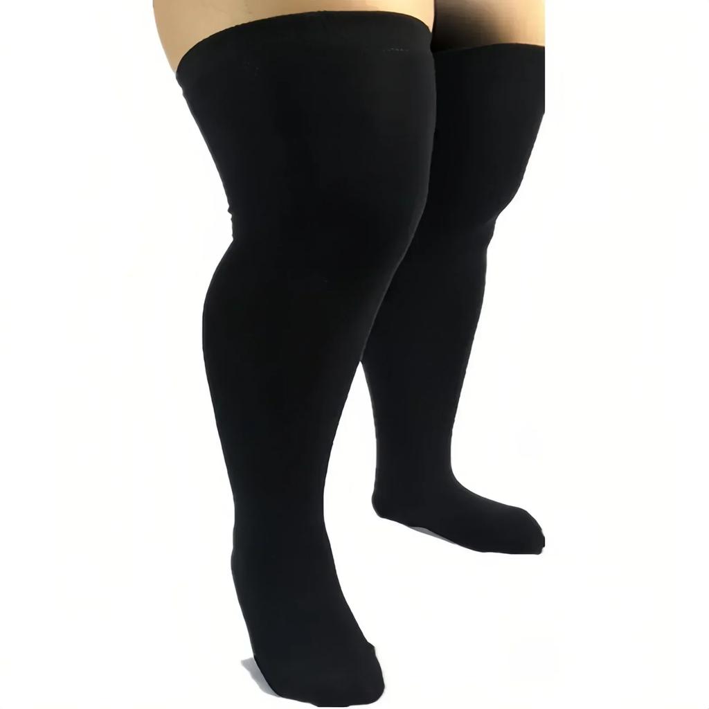 Thigh High Socks Women Plus Size Stockings Oversized Ladies Knee Sock Large Big Long White Socks Black Striped 3Xl