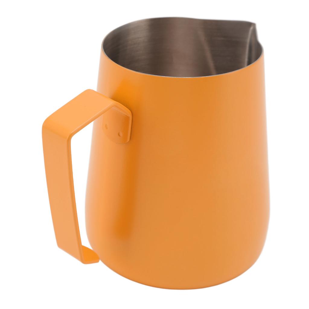 450ml Milk Frothing Pitcher 304 Stainless Steel Steaming Pitcher Milk Frother Pitcher for Coffee Shop Home Orange