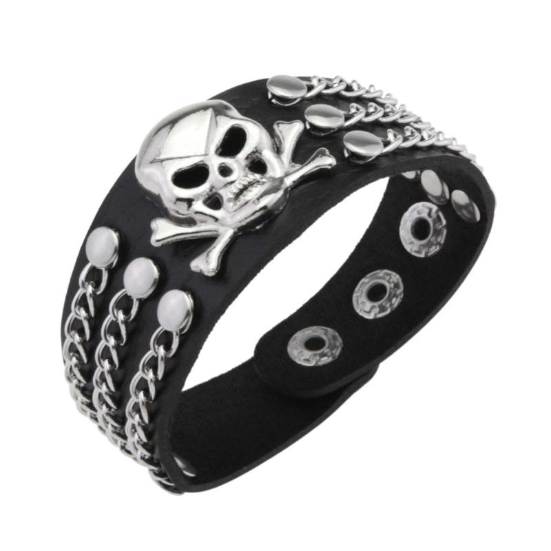 Bracciale Teschio Gioielli per Mano in Metallo Design Unici alla Moda per Amanti della Musica Rock Mostrando Personalità e Moda