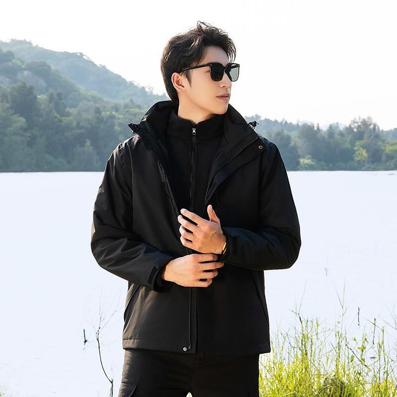 Men Women 3-in-1 Waterproof Windproof Hiking Jacket With Removable Fleece Liner Full Seam Taped Outdoor Shell
