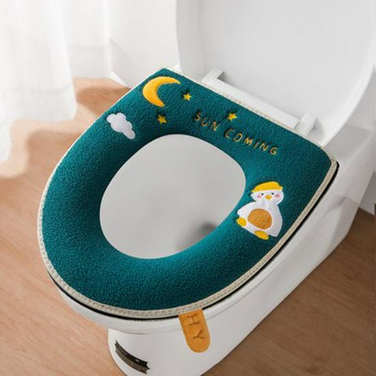 In-Stock Cartoon Zippered Toilet Seat Cushion - Thick and Cute for Autumn/Winter