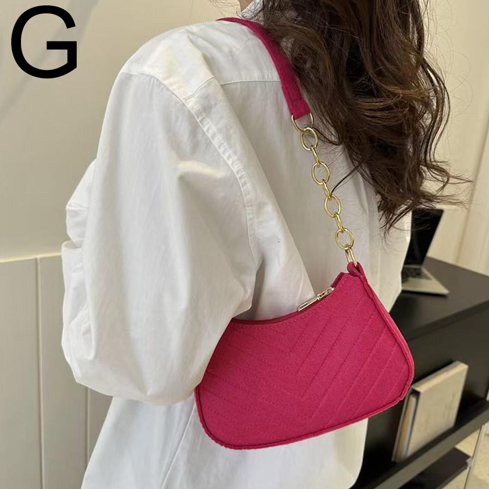 

Fashion Women Handbag Solid Color Casual Mini Underarm Bag Female Luxury Chain Shoulder Pouch Ladies Felt Tote Bag Purse червоний