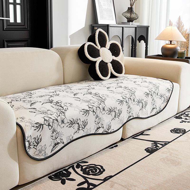 

Классическая диванная подушка специальной формы в европейском стиле, синель, нецарапающаяся нескользящая ткань для чехла на диван, универсальная подушка для сиденья Four Seasons в стиле Ins 70*70cm