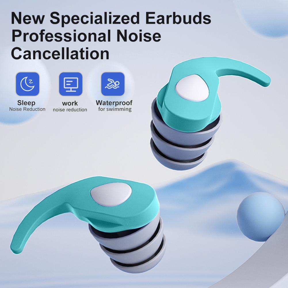 1 Pair Silicone Noise Reduction Earplug Reusable Ear Protection Earplugs Sound Blocking Earplugs for Travel Work Sleep Swimming
