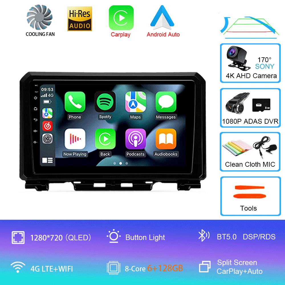 Car Radio Android 14 Carplay Auto For Suzuki Jimny 2018 2019 2020 Multimedia Video Player GPS Navigation DSP 2Din DVD Stereo 4G