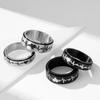 Titanium Steel Rotating Electrocardiogram Couple Ring, Heartbeat, Decompression, Stainless Steel Matching Ring, Hand Jewelry