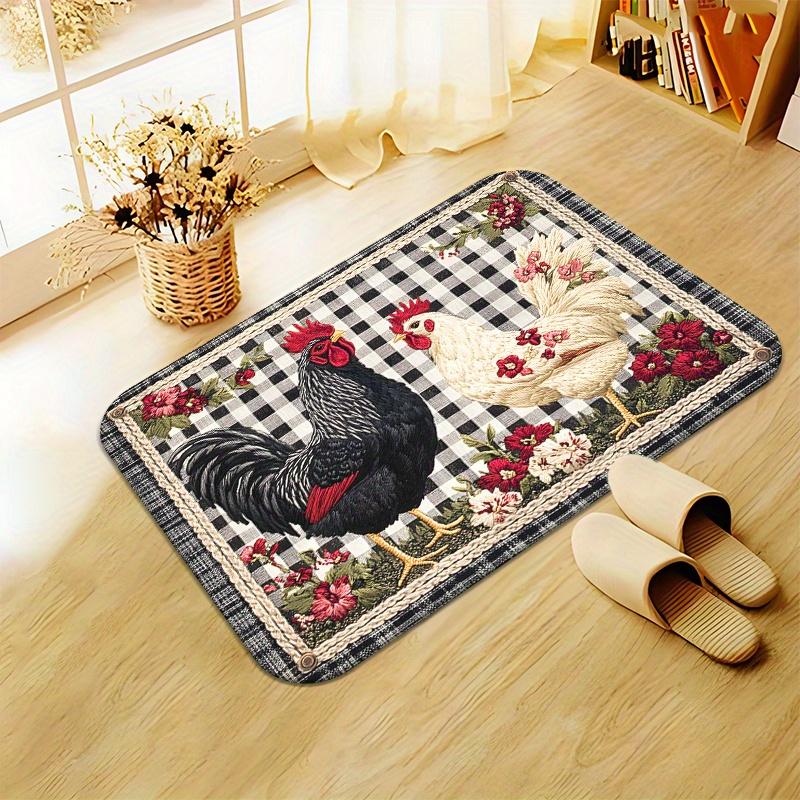 1Pcs Anti Fatigue Kitchen Rugs Rooster Print Waterproof Non-Slip Thick Cushioned Kitchen Mat Heavy Duty Comfort Standing Mat for Kitchen Bathroom