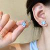 Temperament Romantic Resin Stereo Blue White Camellia Flower Piercing Stud Earrings for Women Summer Korean Sweet Jewelry Gifts
