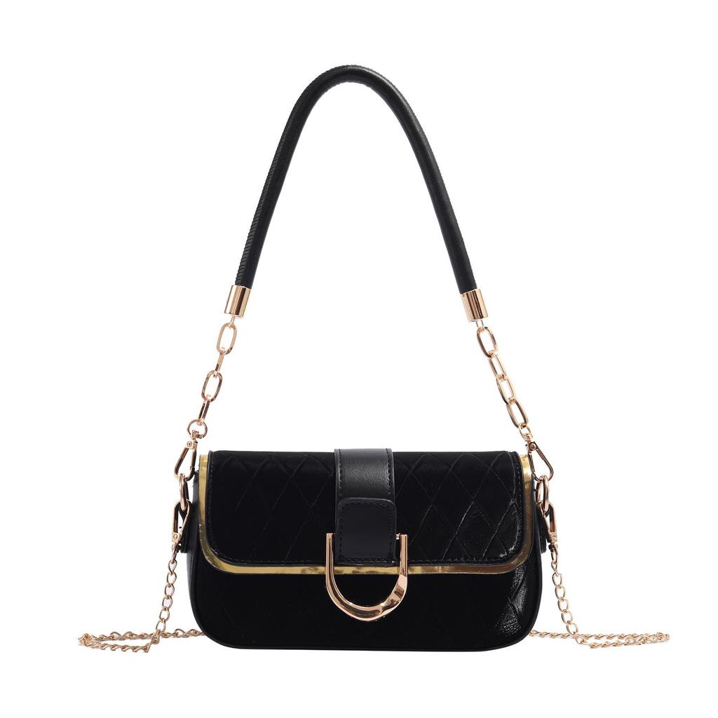 Elegant Minimalist Diamond Pattern Chain Shoulder & Crossbody Bag