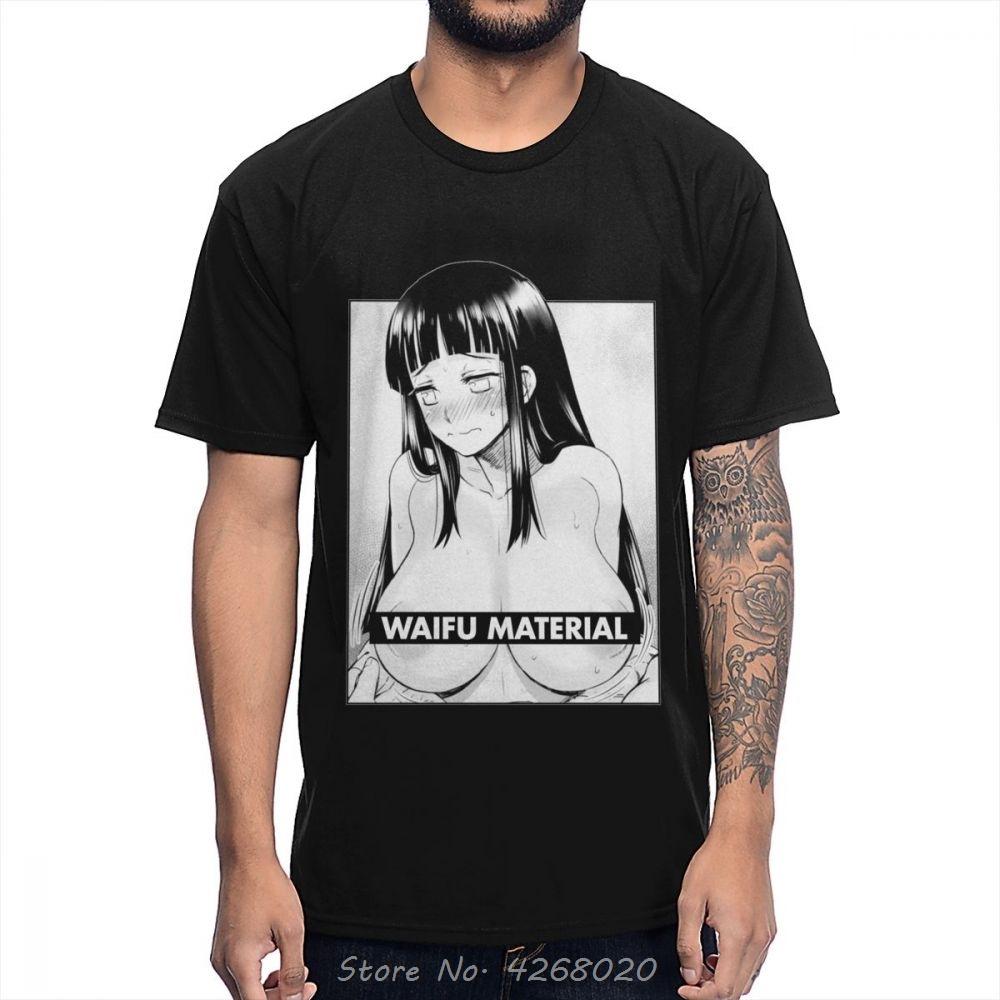 

New Vintage Ahegao Hinata Waifu Material T-Shirt Men Cotton O-neck Plus Size Tshirt Funny Tee Hip Hop Shirt Harajuku S разноцветный