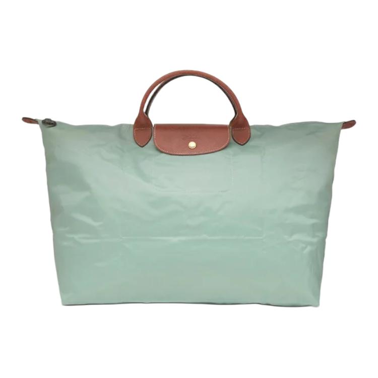 

Longchamp Le Pliage Solid Color Large Capacity Foldable Tote Bag With Leather Trim Women Tote Bags Aqua 1624089P99 Basic Set (Bag)