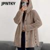 JPNTKY Women's Vintage Casual Solid Color Print Autumn Winter Long Sleeve Jackets & Coats