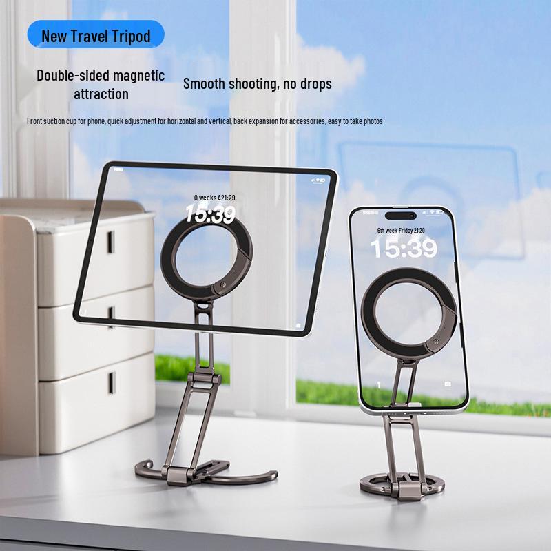 Foldable Magnetic Phone Holder with Finger Ring & Tripod for Vertical/Horizontal Shooting