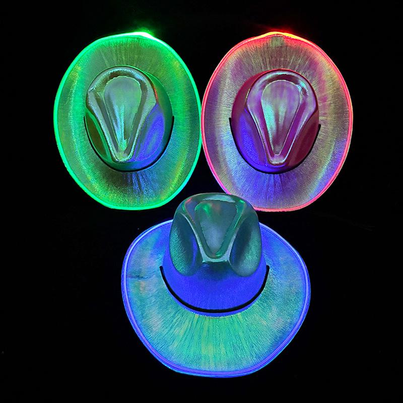 LED Light-Up Colorful Cowboy Hat for Halloween, Carnival, and Holiday Performances