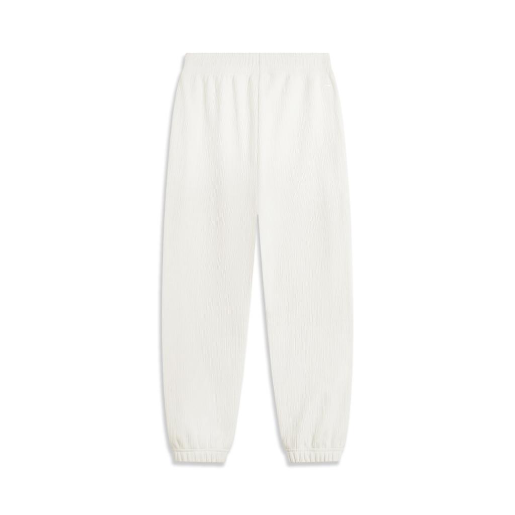 Li Ning Loose Fit Cuffed Mid Waist Casual Pants Women Bottoms Off-White AKLU324-4