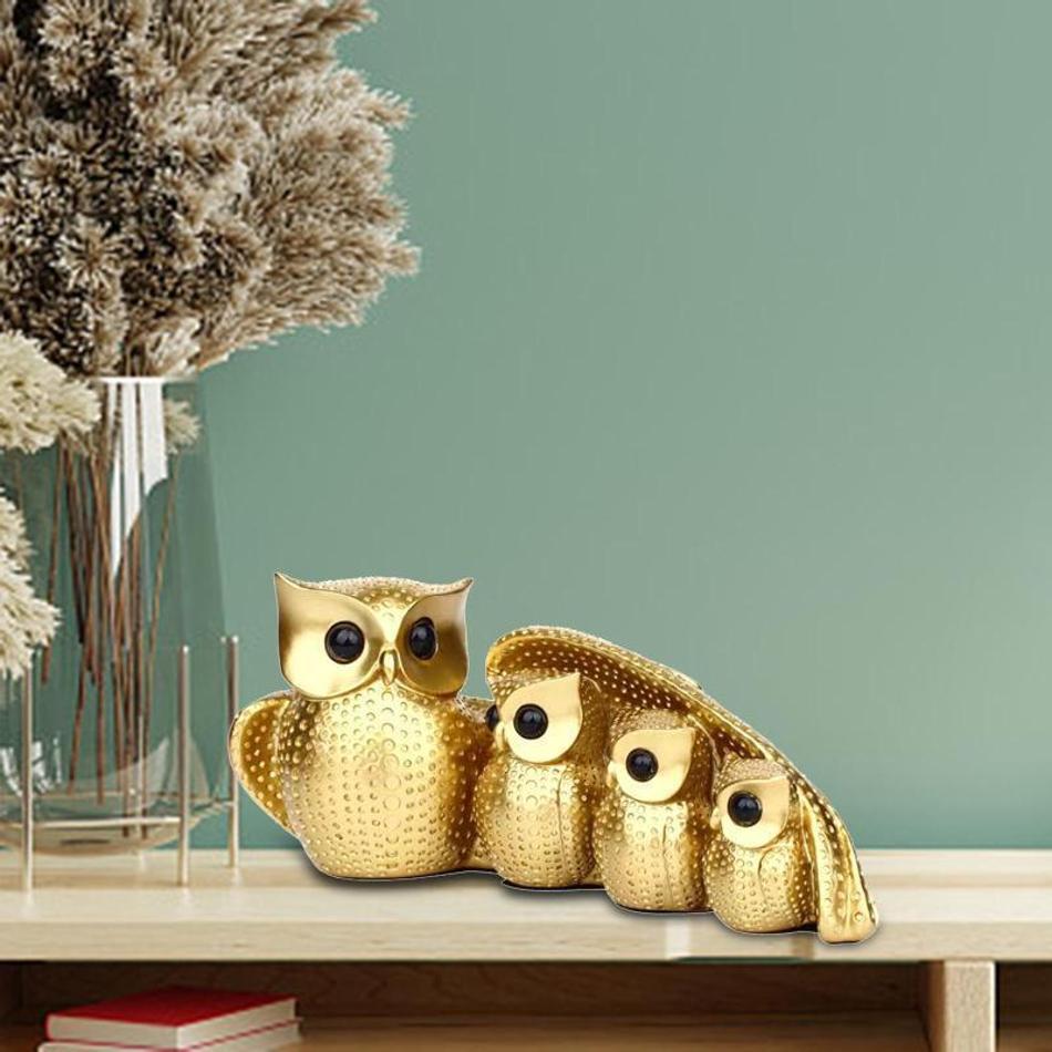 3D Birds Figurine Desktop TV Stand Cabinet Creative Design Animals Statuary Decoration Family Of Four Owl Statue Home Decorative