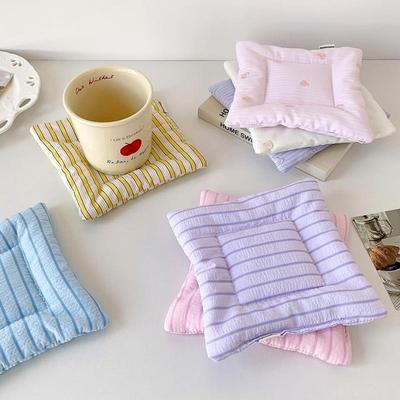 1pc Ins Simple Fabric Coaster Tea Fashion Sweet Cream Color Insulation Pad Desktop Decorative Cup Mat Home Decor Gifts
