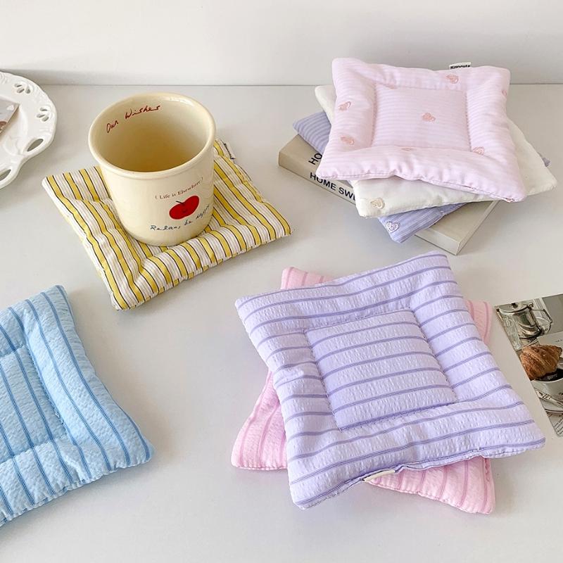 Ins Simple Fabric Coaster Tea Fashion Sweet Cream Color Insulation Pad Desktop Decorative Cup Mat Home Decor Gifts