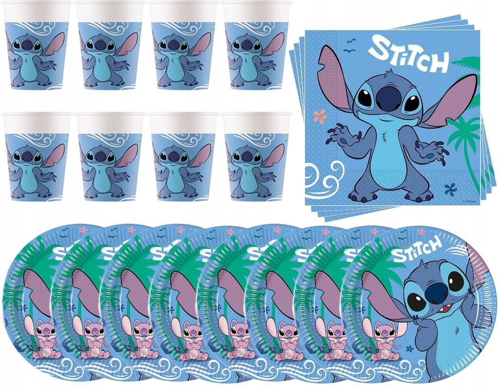 Zestaw Stitch & Angel Lilo Sticz Bajka Urodziny Talerzyki Kubeczki Serwetki