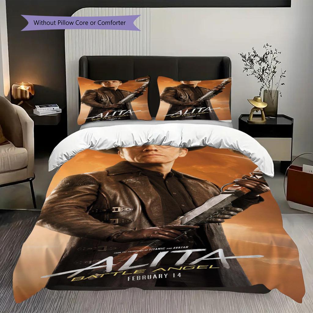 Alita Battle Angel Futuristic Warrior Three-piece set (1 * duvet cover + 2 * pillowcase, without core) 2D Flat Christmas birthday gift