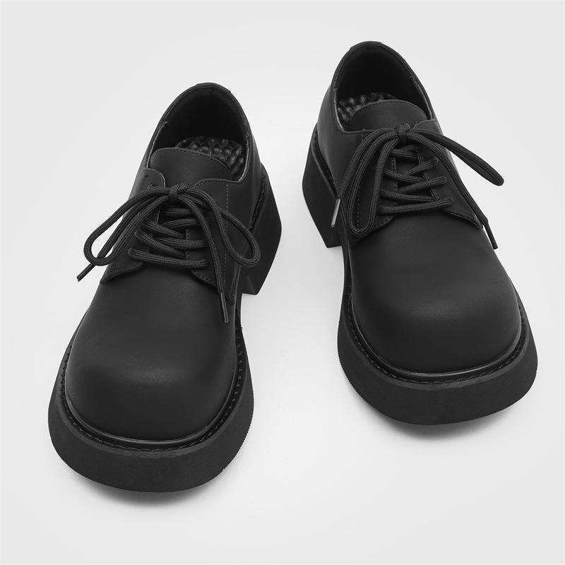 Big head leather shoes men's shoes trendy black niche Mickey high sense derby shoes thick sole heightened ruffian handsome 9522-H