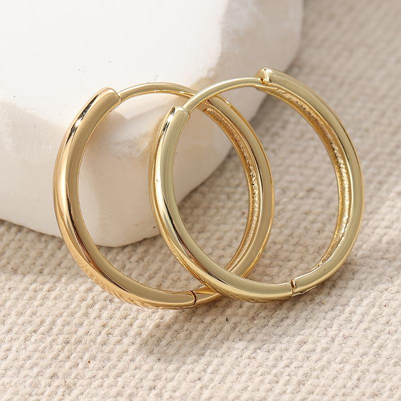 Elegant Concise Golden Plated Circled Hoop Earring for Woman's Vintage Geometric Party Vacation Jewelry Accessories Crafts Gifts