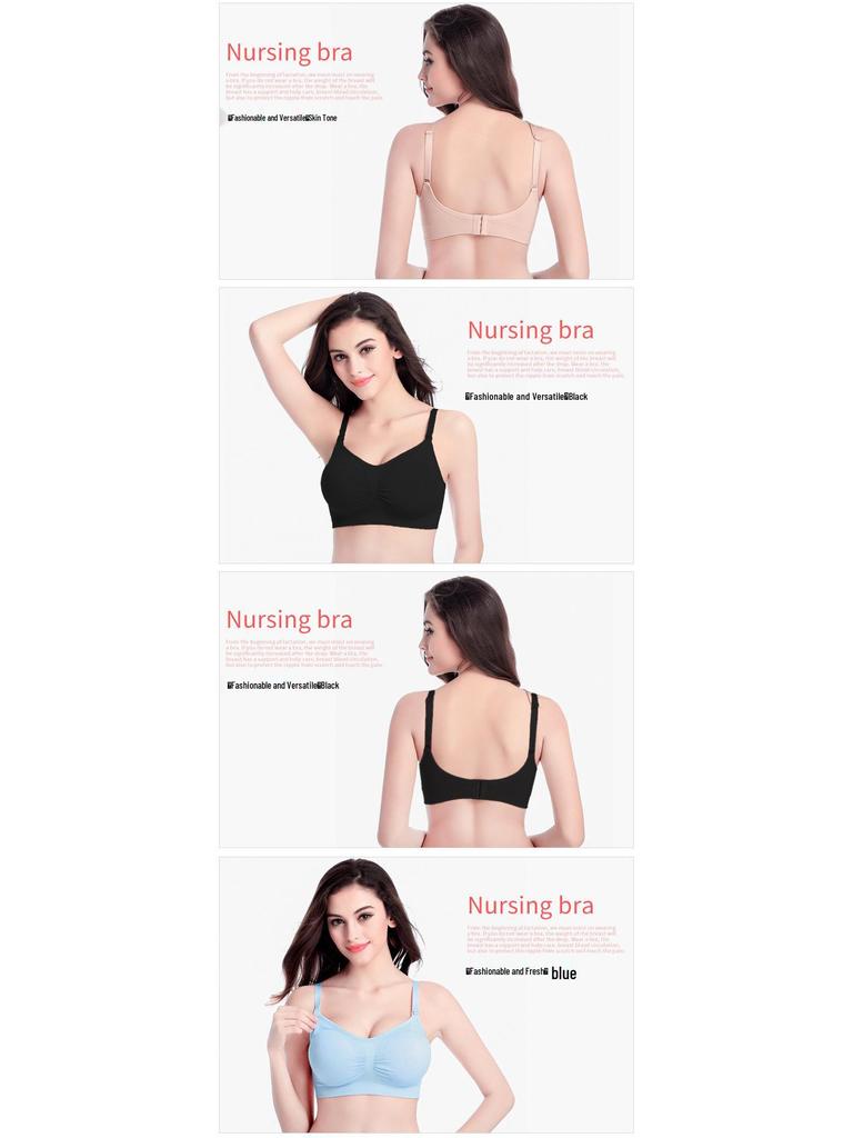 Adjustable Wire-Free Nursing Bra with Front-Open Design and Breast Pads for Pregnant & Breastfeeding Women