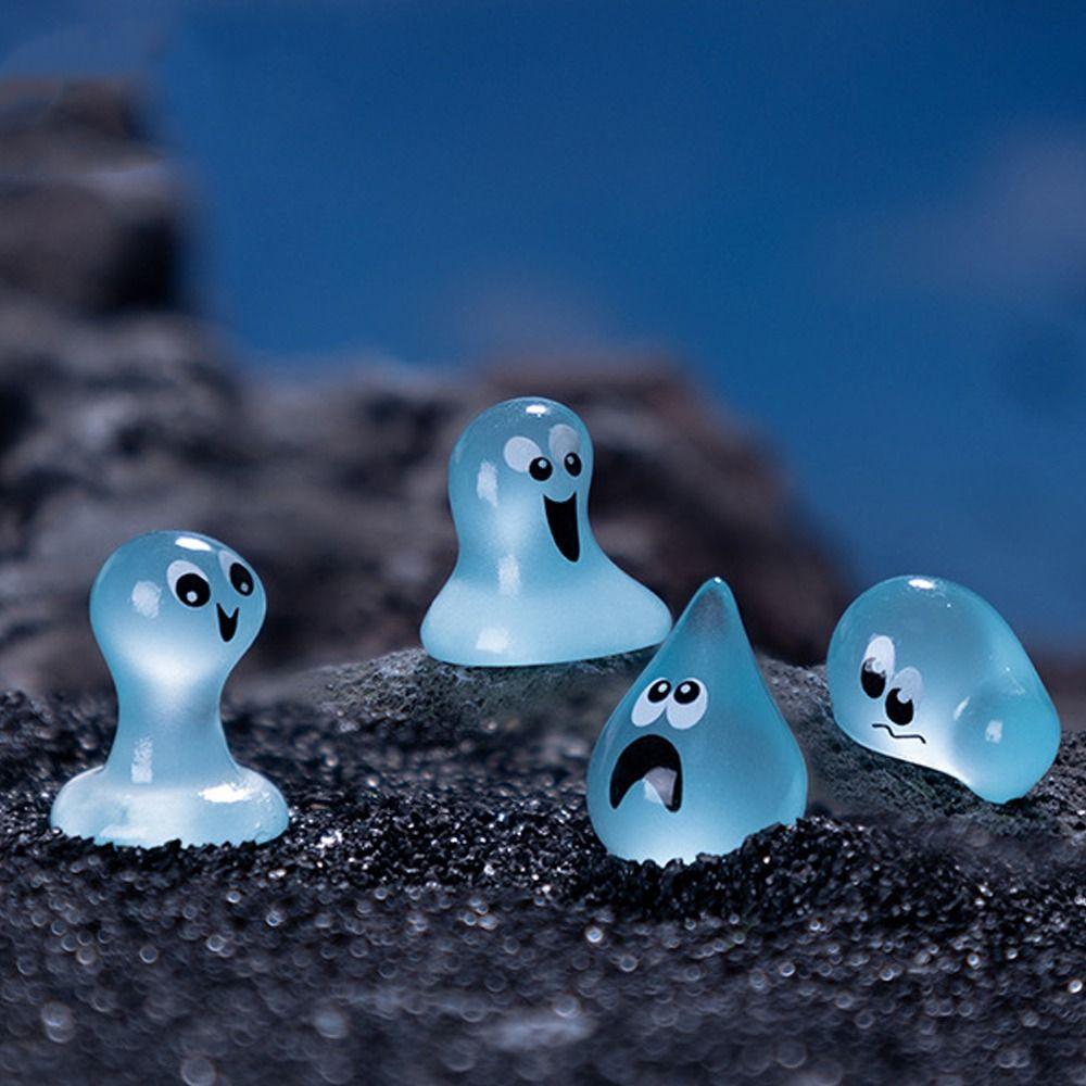 50pcs Cartoon Halloween Luminous Water Elf Figurine Waterdrop Statue Toy Micro Landscape Ornaments