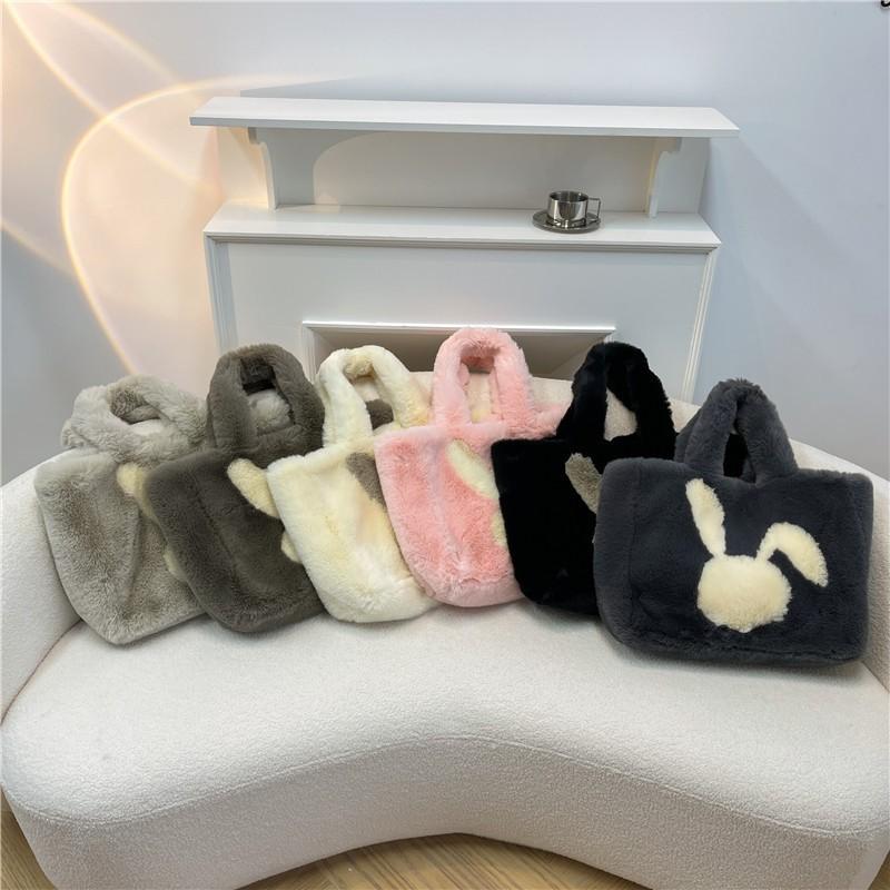 Plush Bag Travel Rabbit Shoulder Pattern Fur 2024 Commuter Tote Large-capacity