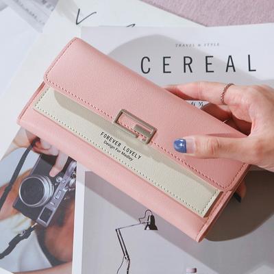 Frauen PU leder Koreanischen Stil Lange Brieftaschen Weibliche Geldbörsen Kupplung Karte Brieftaschen Halter Patchwork