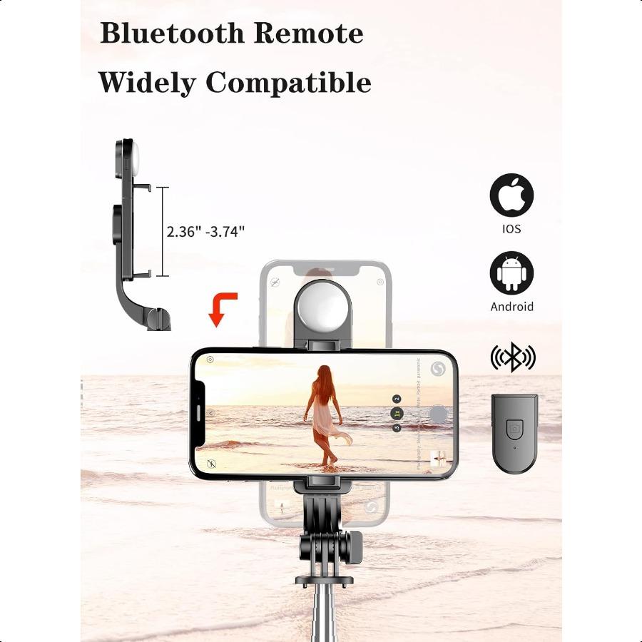 Selfie Stick Tripod with Wirel Remote 46'' Cellphone Selfie Stick Tripod with LED Fill Light for iPhone 16 15 14 14 pro 13 13 P