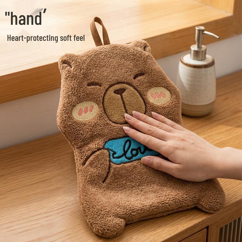 Cute Cartoon Hand Towel for Kids - Absorbent & Thick Hanging Towel for Kitchen or Bathroom