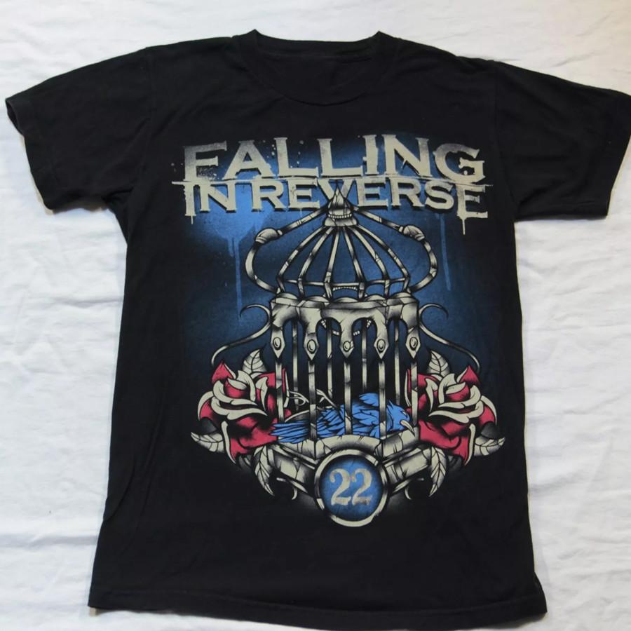 Falling In Reverse Костяная Птичья Клетка Роза 22 Концертная Футболка Черная Все Размеры AL783 Унисекс Футболка XL