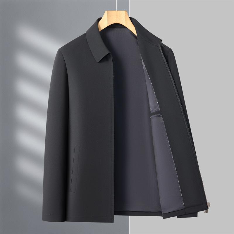 

Весенне-осенняя куртка для мужчин среднего возраста, высококлассная, в стиле бизнес-кэжуал, куртка-топ с лацканами для папы 195 чёрный