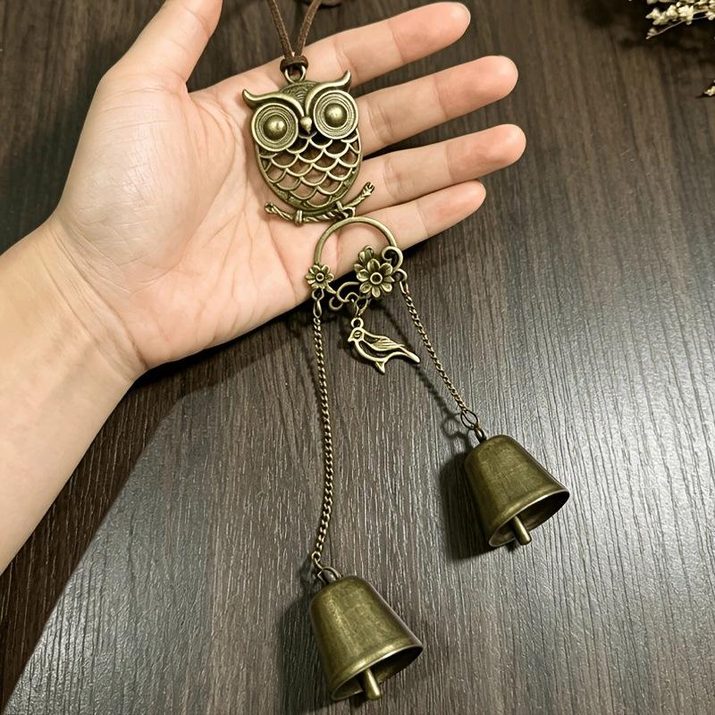 Forest-Style Metal Lucky Angel Wings Butterfly Owl Bell Wind Chime, Entryway Door Decoration, Christmas And Thanksgiving Gift