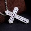 Huitan Cross Shaped Pendant Necklace for Women Modern Party Silver Color Accessories Inlaid Bright Cubic Zirconia Trendy JewelryGood Product