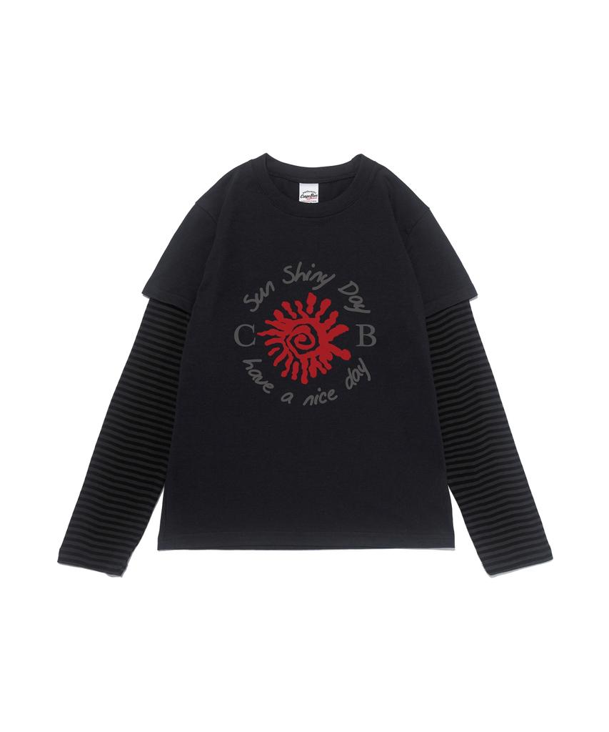 CARGOBROS FOR WOMAN Sunshine Day Layered Long Sleeve T-Shirt (Charcoal/Black)