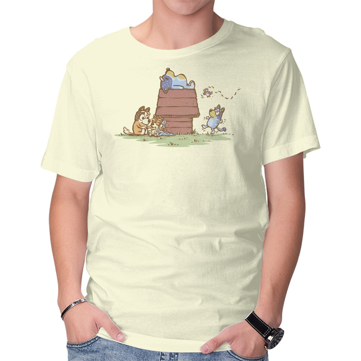 Unisex Crew Neck T-Shirt The Lazy Heeler Graphic Short Sleeve Casual Tee XXXL
