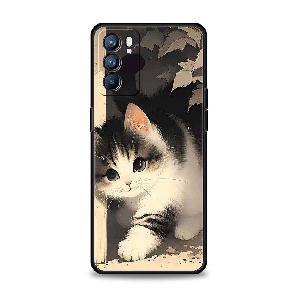 Colorful Cat Design Phone Case For Oppo Reno 13 12 11 10 7 F Find X5 X6 A98 A80 A79 A78 A57 A54 A31 A17 Pro 5G Soft TPU Cover