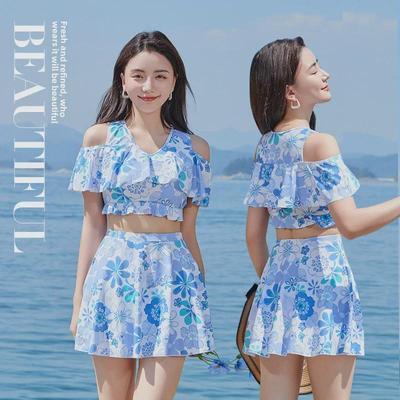 Women's High-Waist One-Piece Swimsuit with Skirt and Chest Pads - Summer Style, Conservative & No Steel Support