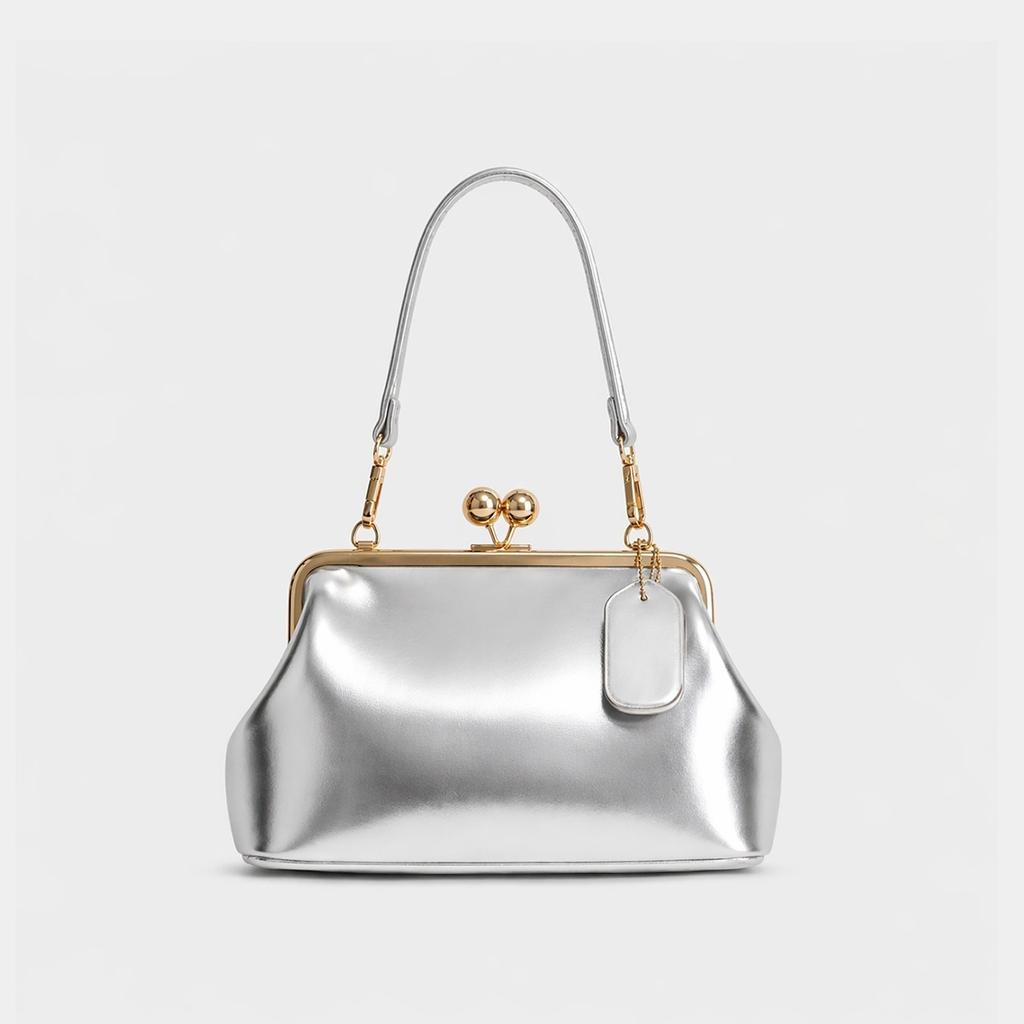 Borsa a Clip Moda Retro Lusso Leggero Grande Capacità Telaio Metallico Borsa a Spalla Borsa da Donna Borsa da Donna