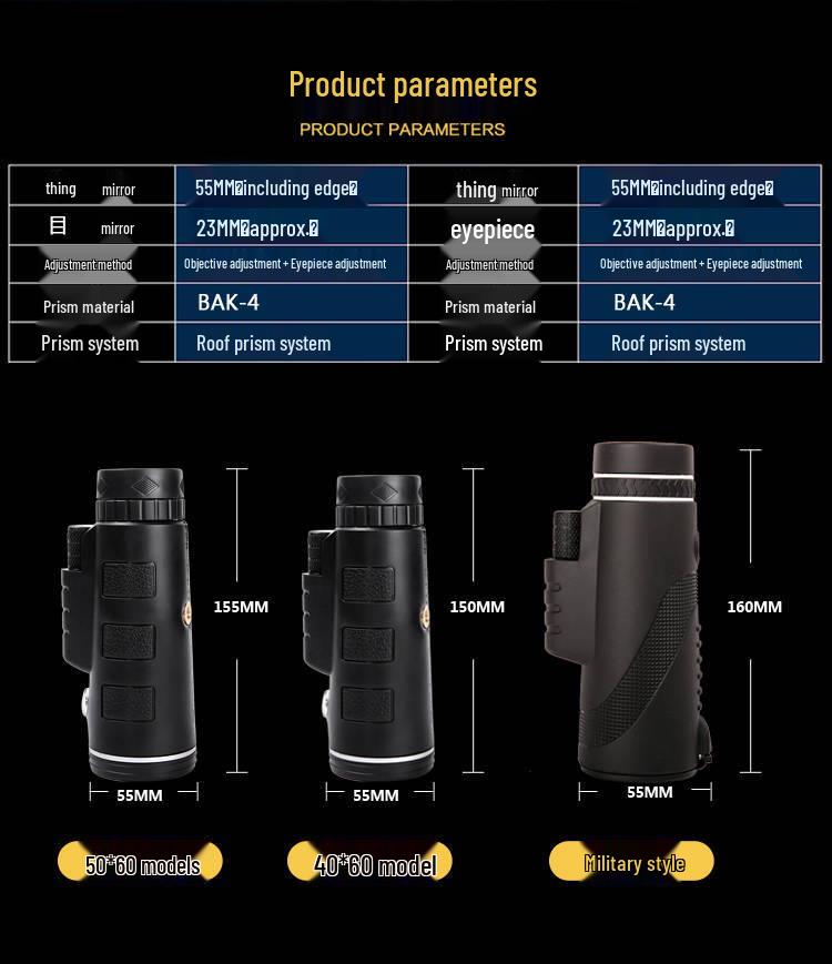 High-Magnification HD Night Vision Monocular for Stargazing & Moon Photography – Dual-Use Day/Night with Mobile Phone Integration for Adults