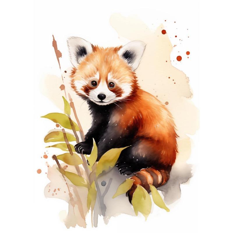 Red Panda Watercolor Arts Poster Print Canvas Art Pictures for Livng Room and Children Bedroom Home Decor Frameless Painting