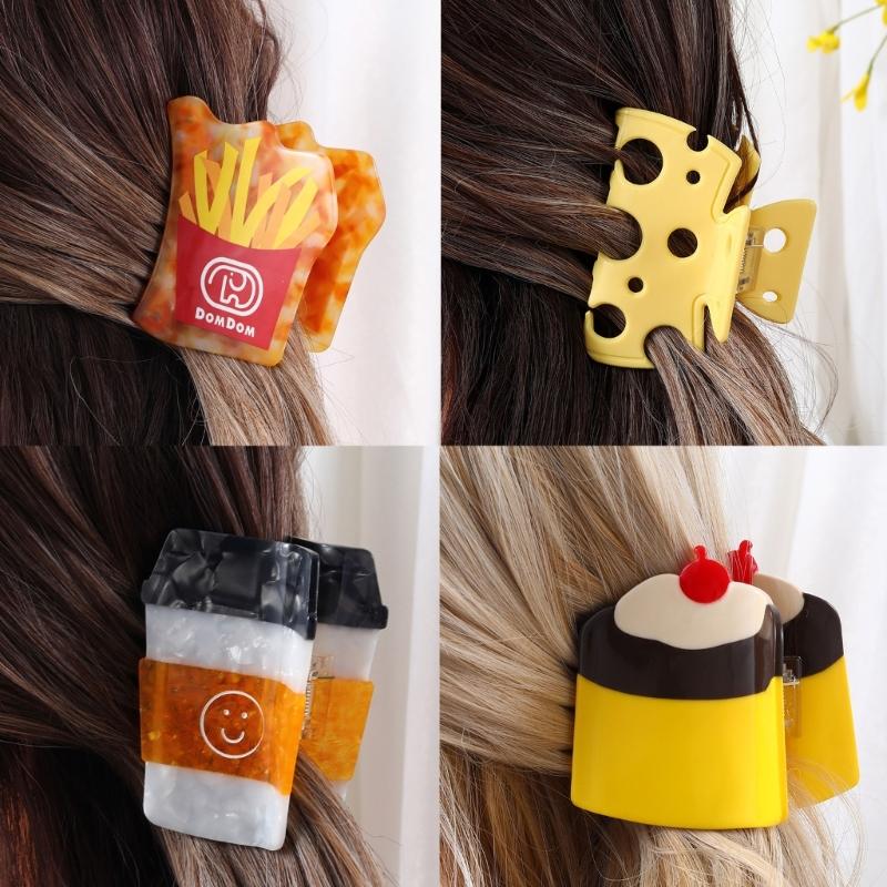 Hamburger Shape Claw Clips Cute Cartoon Food Hair Jaw Clip Acetate Strong Hold Barrettes Thick Thin Hair Styling Tool