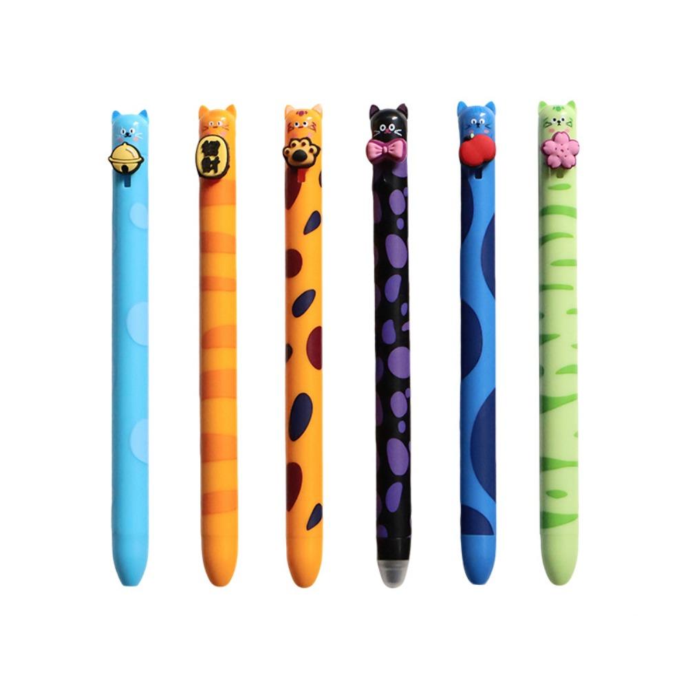 6pcs Kitten Series Gel Pen Quick-dry Writing Pen Kawaii Erasable Pen Students 6pcs/set